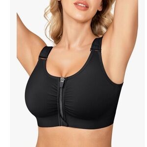 BRABIC Zip Front Closure Bra -Post Surgery Compression Support Adjustable Straps